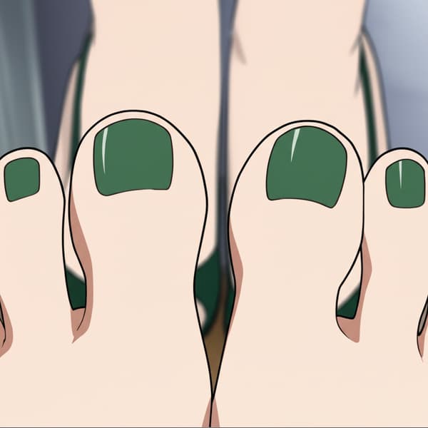 feet focus dark green toenails wearing dark green open toe heels
taken from the front