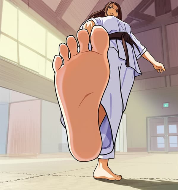 Flip flop feet karate girl
