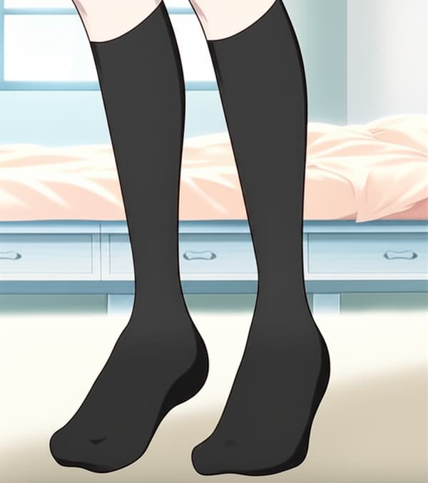 huge feet, long toes, large foot, black socks, full body, hatsune miku, plump, thick feet, large foot, big foot,