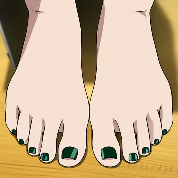 feet focus dark green toenails wearing dark green open toe heels
taken from the front