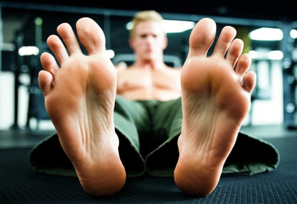 Manly feet that are dripping with sweat