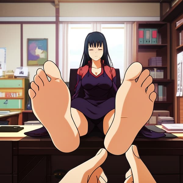 I want a man to lick the female feet while the female is insulting him